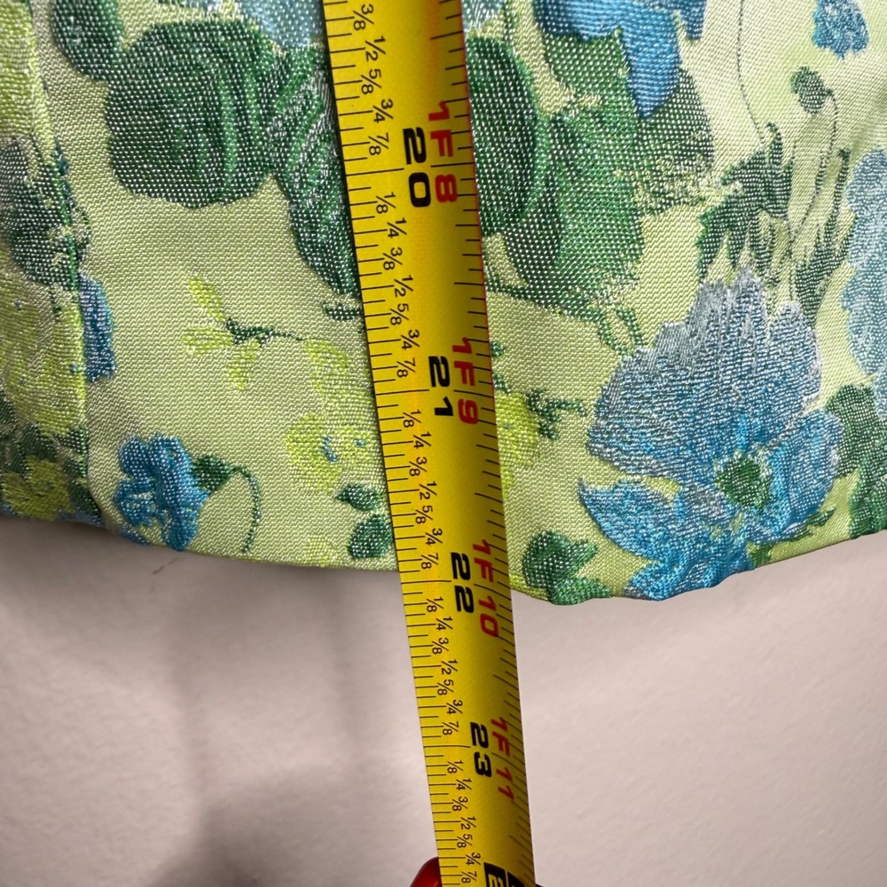 Lulus Lime Green Blue Floral Halter Mini Dress XS Backless - Picture 6 of 8